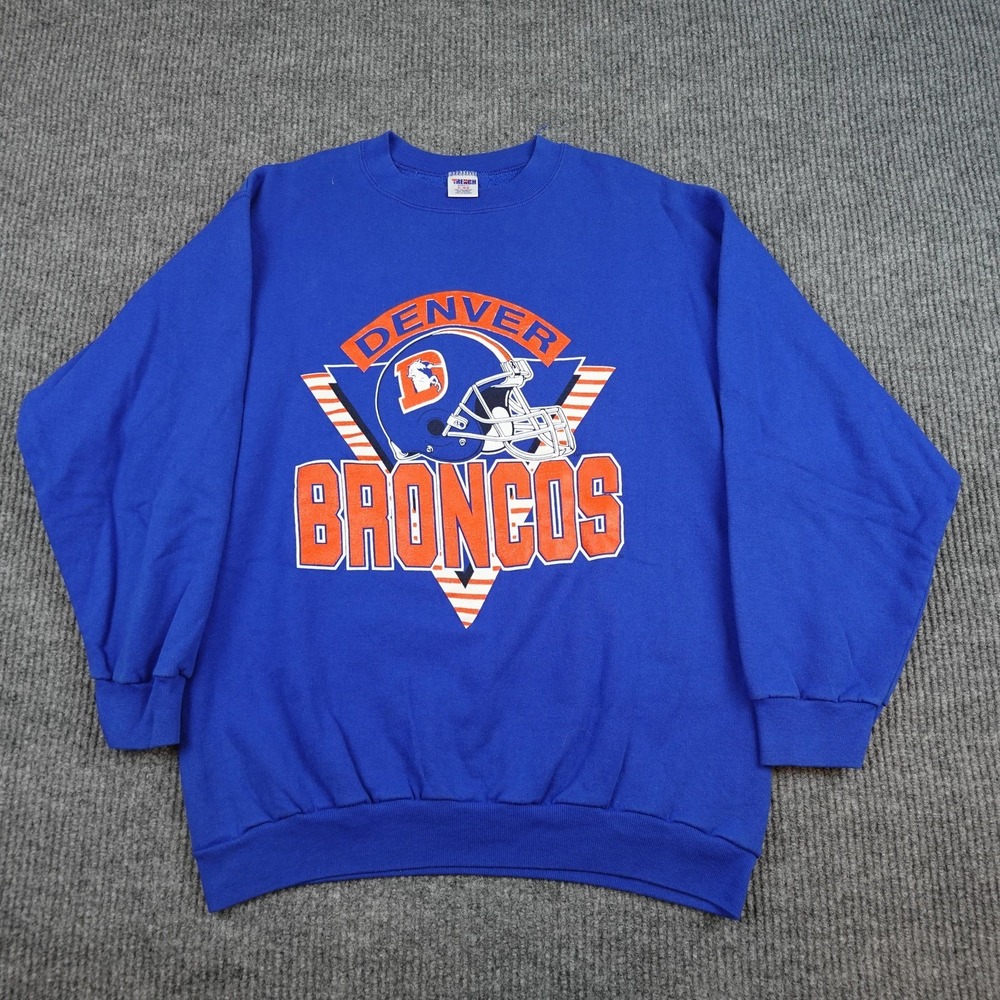 Vintage Denver Broncos Sweatshirt Mens XL Blue NFL Football Trench USA 90s